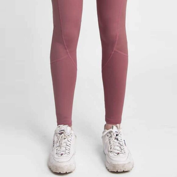NEW Janice Active High Waist Side Pockets Full Length Leggings Dark Mauve Pink M - Picture 5 of 6